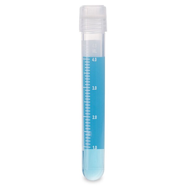 Globe Scientific Cryogenic Vials, 5.0ml, Sterile, External Threads, Attached Screwcap with O-ring seal, RB, PG, WS, 500PK 3032-5-RB - main